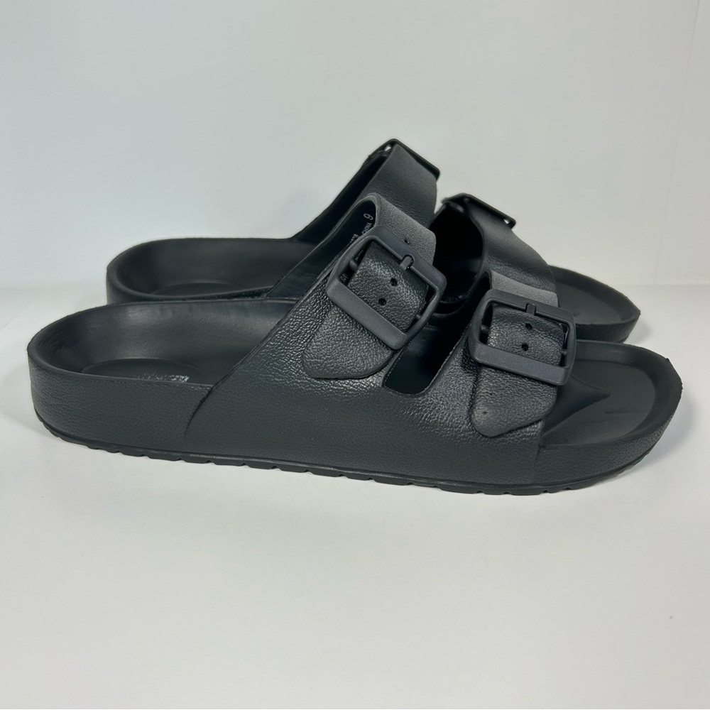 Aquatherm Slip On Adjustable Double Strap Slides Sandals | Black | Women’s Sz 9